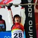 Celebrating a World Record at the 2006 Torino Winter Olympic Games, Italy